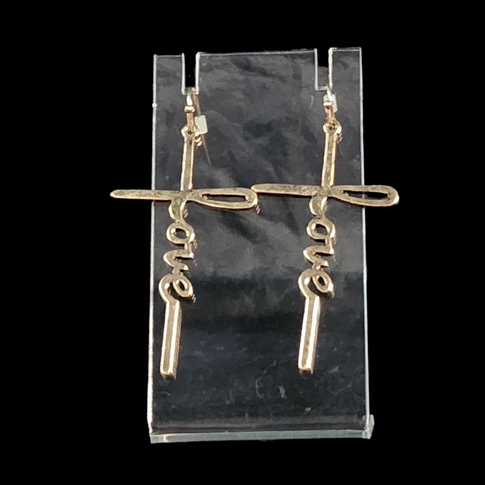 Wildflower Love Cross Metal Drop Earring Set